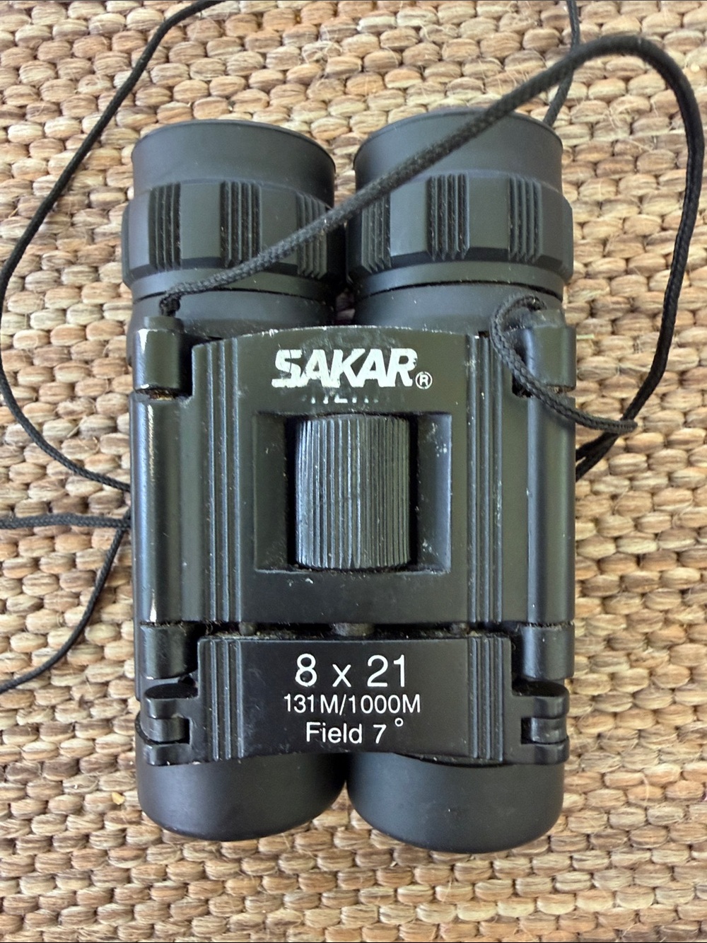 The Sak Black 8x21 Compact Binoculars with Neck Strap